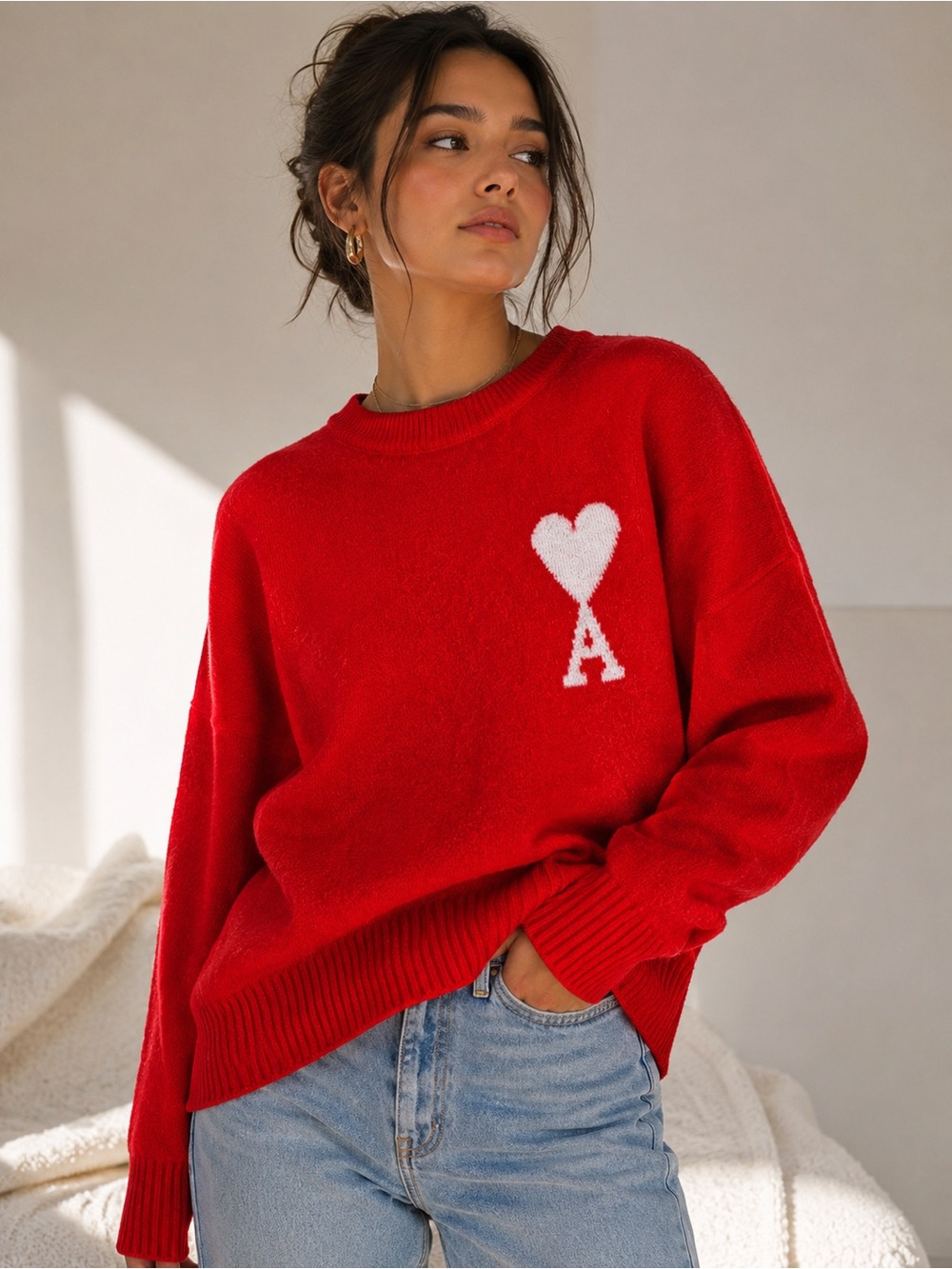 AMI Red Heart Sweater- Wool M/L